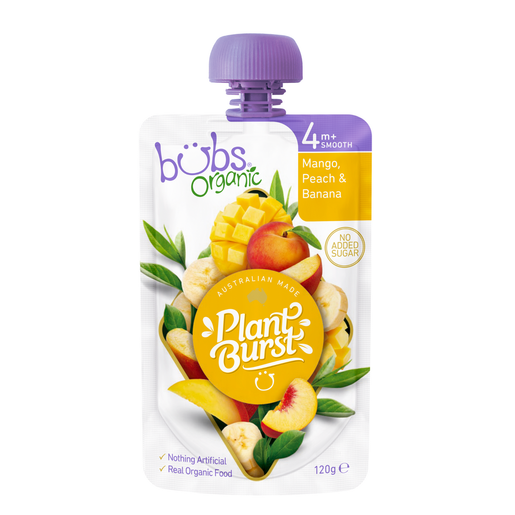 Bubs® Organic Mango, Peach, and Banana (120g) (box of 6)