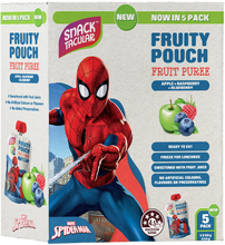Load image into Gallery viewer, Snacktacular Fruity Pouch Apple + Raspberries + Blueberries 90g (box of 3) toddler 3+
