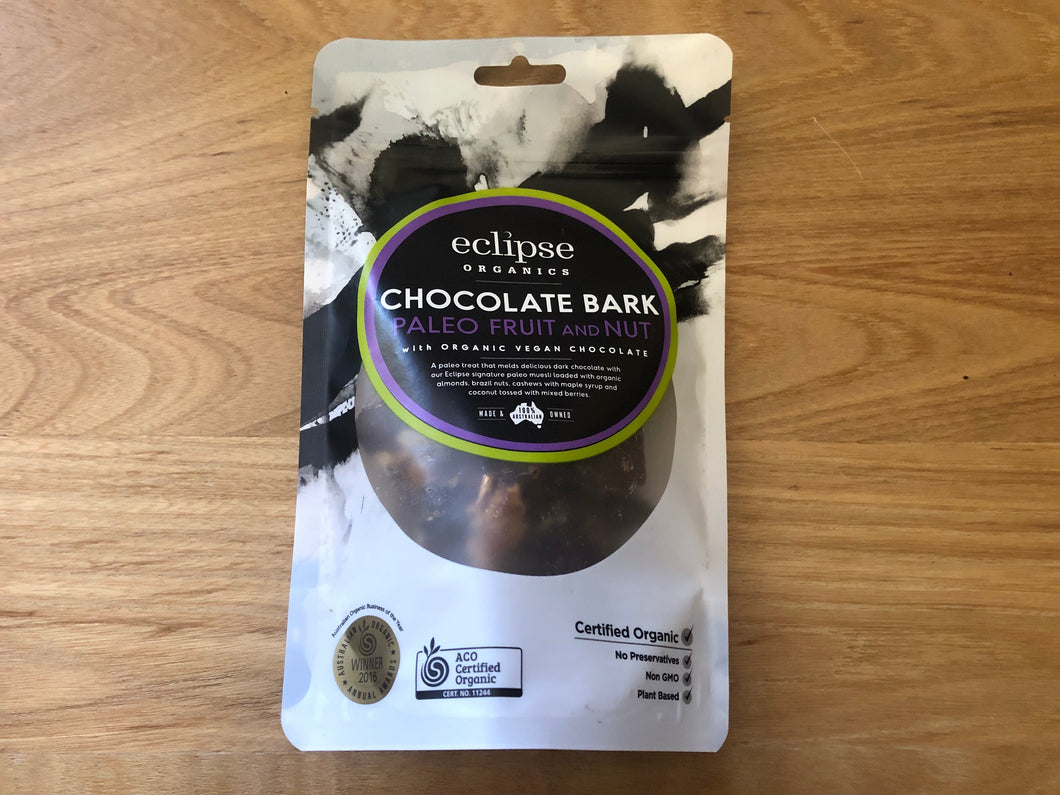 Eclipse Organics Dark Chocolate Paleo Fruit Nut Bark 100g box of 6
