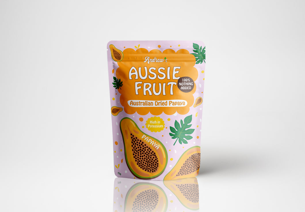 Andrew's Aussie Fruit Australian Dried Papaya 75g (Box of 10)