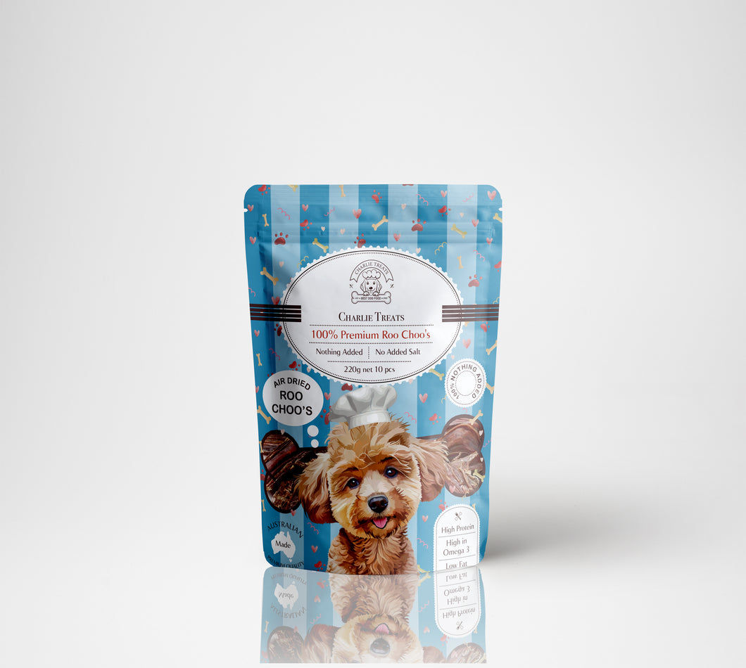Charlie Treats Premium Roo Choo's Dog Treat 220g Box of 6