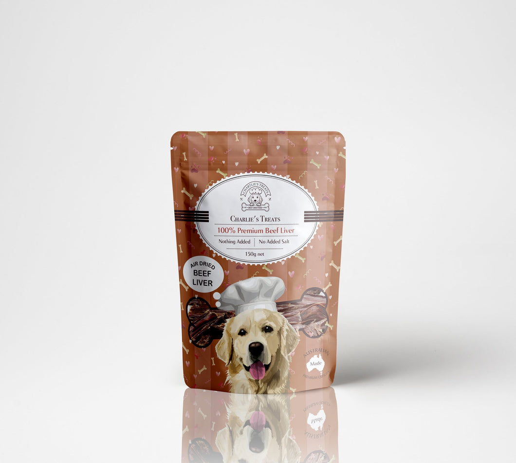 Charlie Treats Premium Beef Liver Dog Treat 100g Box of 6