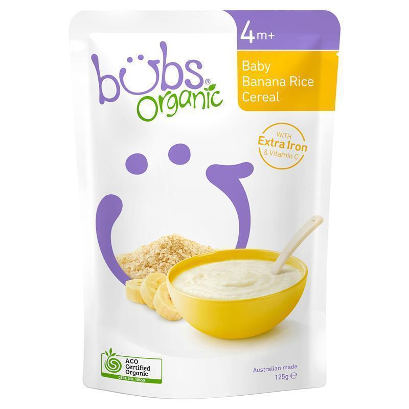 Bubs® Organic Baby Banana Rice Cereal (125g) (box of 6)