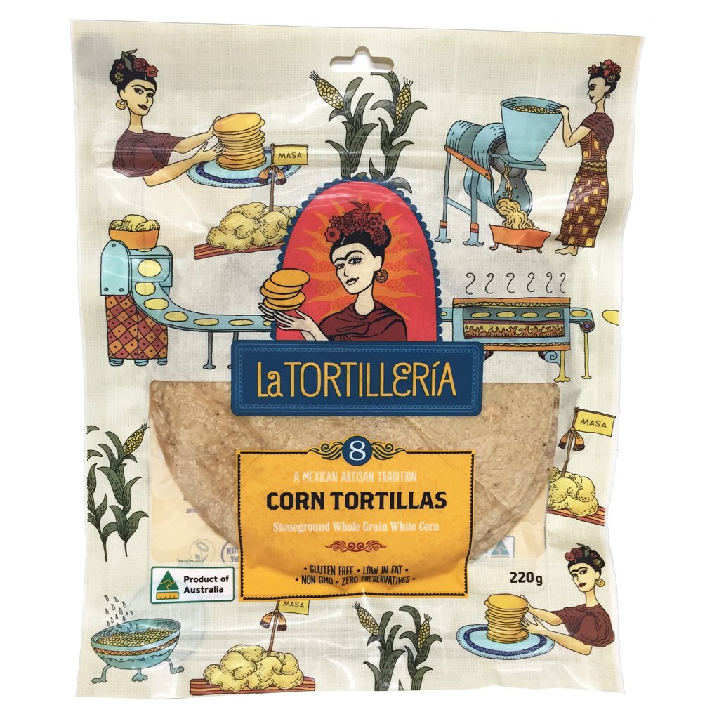 La Tortilleria Corn Tortilla’s 8 pack (220g) (box of 12)
