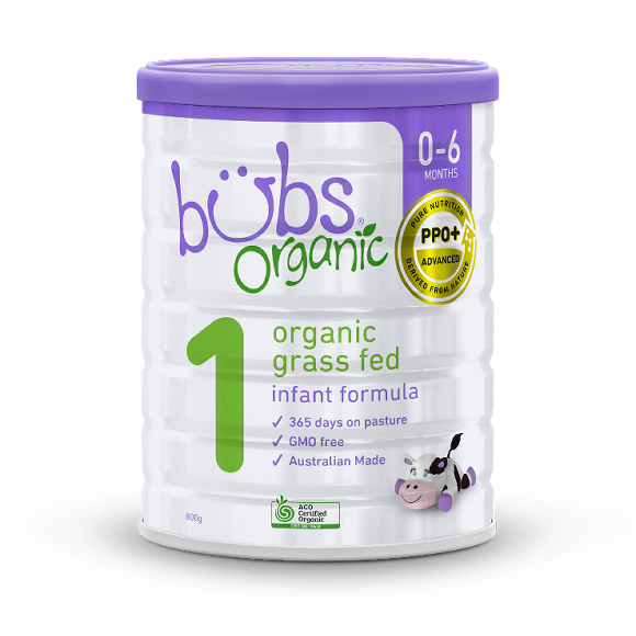 Bubs Organic® Grass Fed Infant Formula Stage 1 (800g) (box of 3)