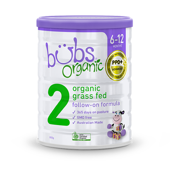 Bubs Organic® Grass Fed Follow-on Formula Stage 2 (800g) (box of 3 Bubs Organic® Grass Fed Follow-on Formula Stage 2 (800g) (box of 3